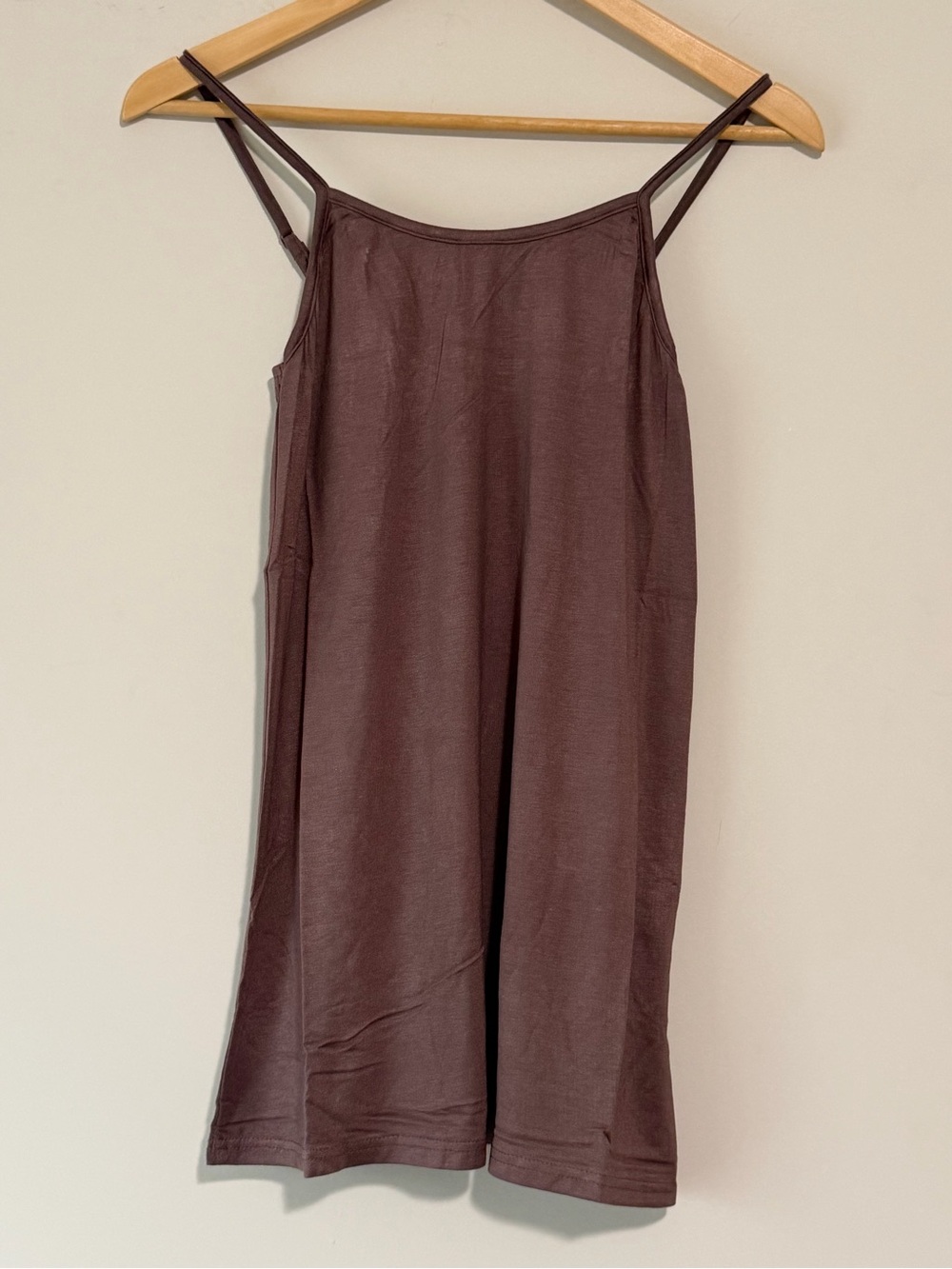 Origami Chocolate Brown Adjustable Spaghetti Strap Slip Camisole Tank Top - Picture 3 of 8